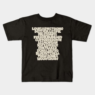 Jazz Legends in Type: The Trumpet Players Kids T-Shirt